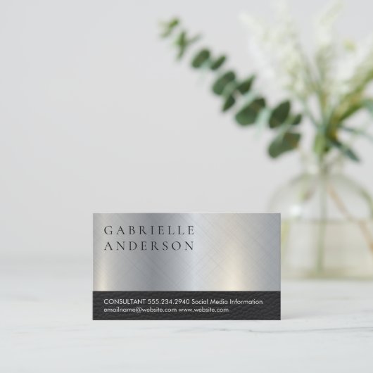 レザー |メタリックテクスチャの背景 |エグゼクティブ 名刺 (スタンド正面)