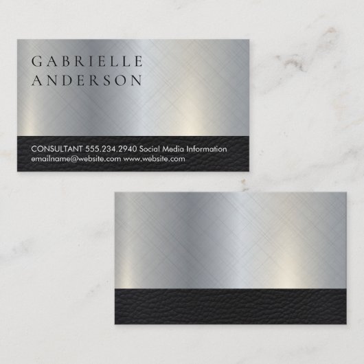 レザー |メタリックテクスチャの背景 |エグゼクティブ 名刺 (正面/裏面)