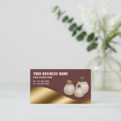 レザー メタリック ゴールド アロマ オイル 香水 ボトル 名刺 (スタンド正面)