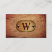 レザー | モノグラム茶ステッチ | 木目 名刺 (正面)