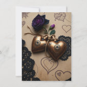 レザー、レースとローズのゴシック スチームパンク ウェディング 招待状 (裏面)