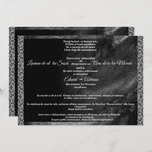 レザー&レースオフビートバイクもしくは自転車に乗る人の結婚招待REO 招待状 (正面/裏面)