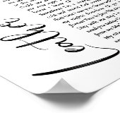 レザー&レースホワイトスクリプトソングリリックプリント ポスター (角)