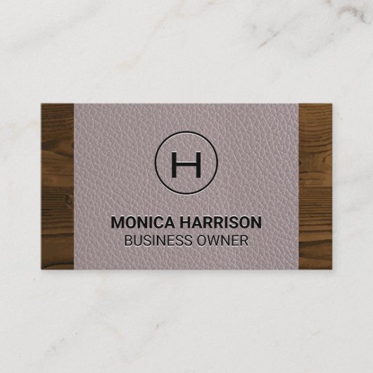 レザー |木製トリム 名刺 (正面)