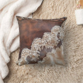 レザー、素朴アンティークレースとパールズウェスタン クッション (ブランケット)