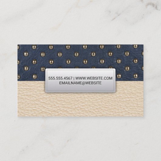 レザー |金属張り背景 名刺 (裏面)