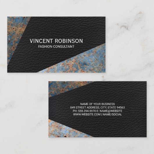 レザー |錆びた金属 名刺 (正面/裏面)