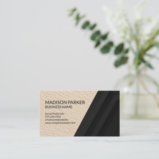 レザー |黒い幾何学的な背景 名刺 (スタンド正面)
