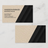 レザー |黒い幾何学的な背景 名刺 (正面/裏面)