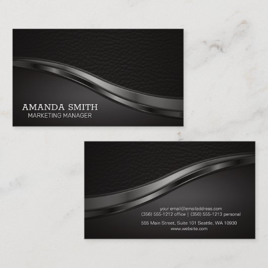 レザー | Lux Trim |エグゼクティブ 名刺 (正面/裏面)