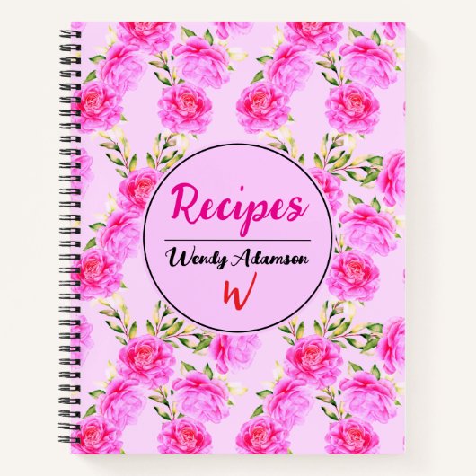 レシピかわいらしジャーナル。ピンク色の花 | フローラ ノートブック (正面)