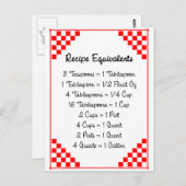レシピに相当するキッチンサイズのはがき ポストカード (正面/裏面)