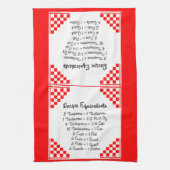 レシピに相当する赤のチェック キッチンタオル (縦)