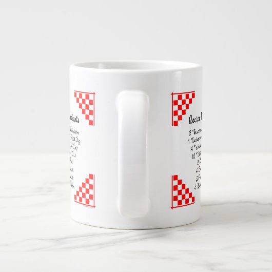 レシピに相当する赤のチェック ジャンボコーヒーマグカップ (裏面)