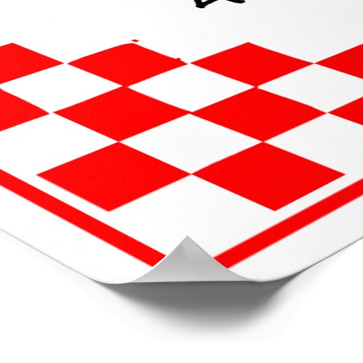 レシピに相当する赤白のチェック入りポスター ポスター (角)