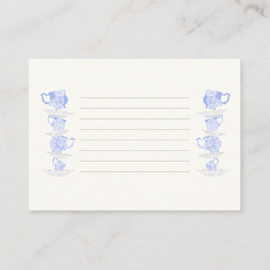 レシピのための花嫁ブルーティーセット中国レース金ゴールドシック エンクロージャーカード (裏面)