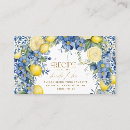 レシピのイタリアのレモンタイルイタリアのブライダルシャワー エンクロージャーカード (正面)