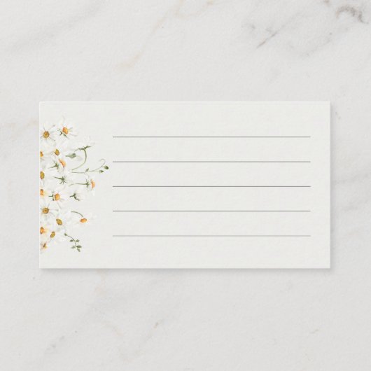 レシピのブライダルシャワーダシー山花の要求 名刺 (裏面)