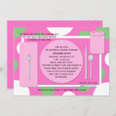 レシピのブライダルシャワー招かわいらし待 – ピンク 招待状 (正面/裏面)