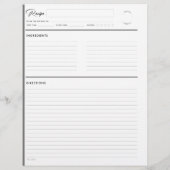 レシピのページモダンを灰色の文字形式で並べる (裏面)