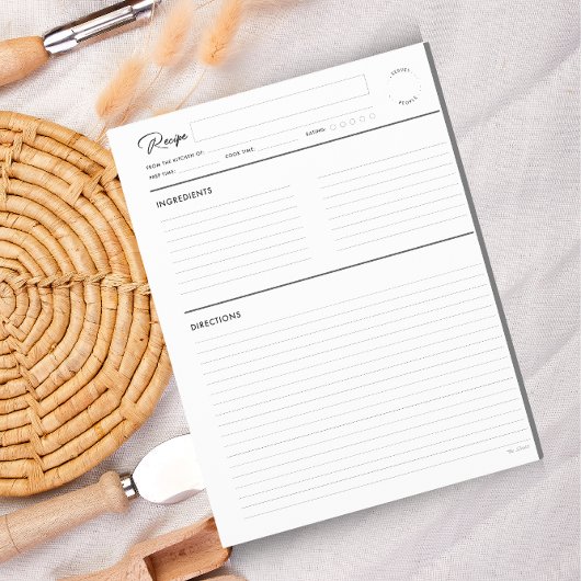 レシピのページモダンを灰色の文字形式で並べる