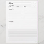 レシピのページモダンを紫の文字形式で並べる (正面)