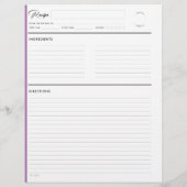 レシピのページモダンを紫の文字形式で並べる (裏面)