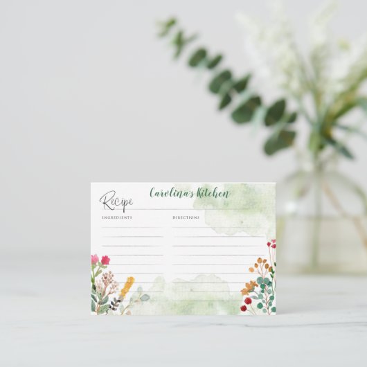 レシピの水彩の野草を取り入れたカード エンクロージャーカード (スタンド正面)
