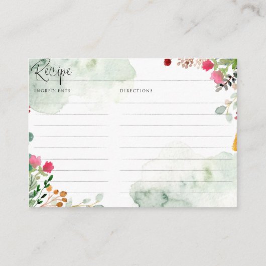 レシピの水彩の野草を取り入れたカード エンクロージャーカード (裏面)