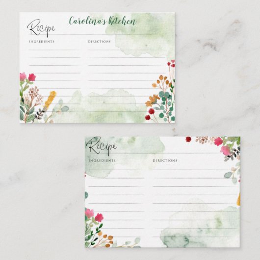 レシピの水彩の野草を取り入れたカード エンクロージャーカード (正面/裏面)