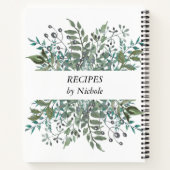 レシピの葉の緑葉のパーソナライズされた ノートブック (裏面)