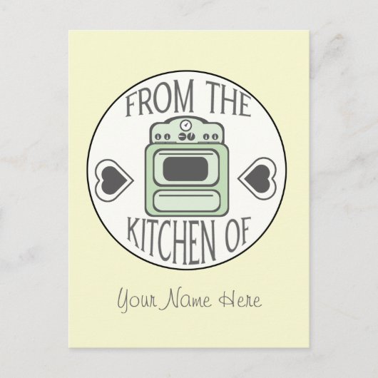 レシピはがき – レトログリーンストーブ ポストカード (正面)