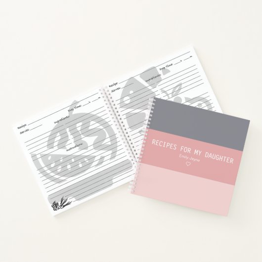 レシピは私の娘のためのモダンストライプKeepsake ノートブック (内部)