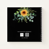 レシピひまわりユーカリ緑のスクリプトブラック ノートブック (裏面)