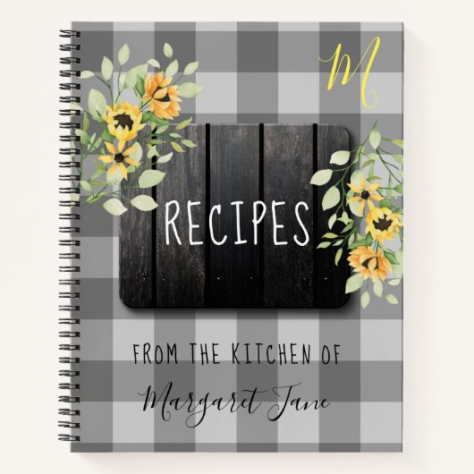 レシピオーガナイザー料理本ファームハウスキッチン素朴 ノートブック (正面)