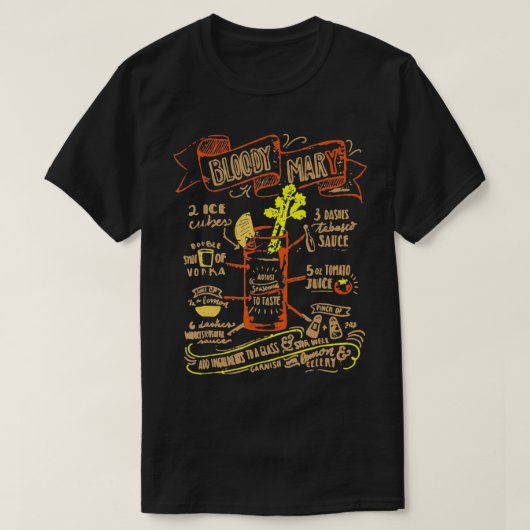 レシピカクテル血メアリーパーフェクト Tシャツ (デザイン正面)