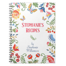 レシピカスタムノートフォークアートフラワーパーソナライズ