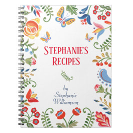 レシピカスタムノートフォークアートフラワーパーソナライズ ノートブック