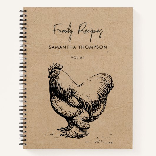 レシピカスタムファミリークックブッククラフトブラウン紙 ノートブック (正面)