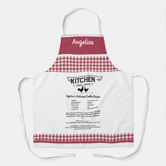レシピカスタムレッドホワイトファームハウスバッファロープレイド エプロン (正面)