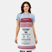 レシピカスタムレッドホワイトファームハウスバッファロープレイド エプロン (着用した状態)