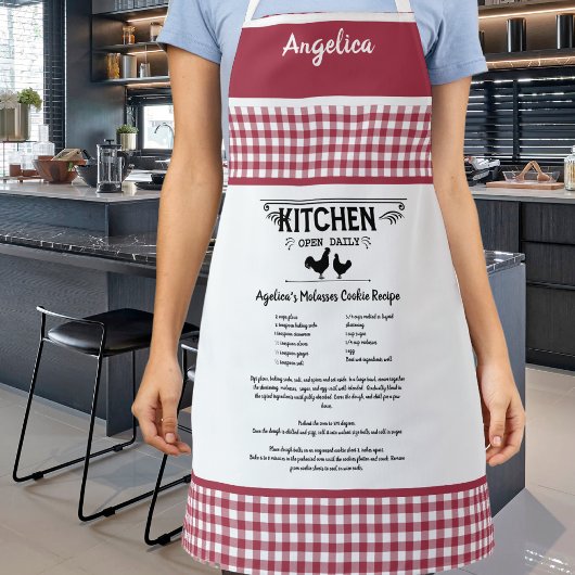 レシピカスタムレッドホワイトファームハウスバッファロープレイド エプロン
