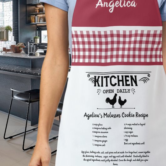 レシピカスタムレッドホワイトファームハウスバッファロープレイド エプロン