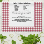 レシピカスタムレッドホワイトファームハウスバッファロープレイド キッチンタオル (折り畳み)