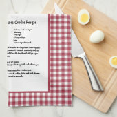 レシピカスタムレッドホワイトファームハウスバッファロープレイド キッチンタオル (四つ折り)