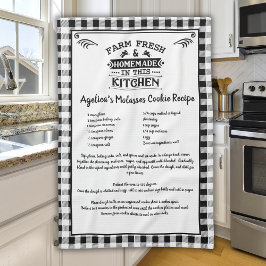 レシピカスタム白黒ファームハウスバッファロープレイド キッチンタオル