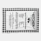 レシピカスタム白黒ファームハウスバッファロープレイド キッチンタオル (横)