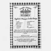 レシピカスタム白黒ファームハウスバッファロープレイド キッチンタオル (縦)