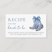 レシピカントリーブルーボウカウボーイブライダルシャワー エンクロージャーカード (正面)