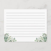 レシピカードのための花嫁シックeucalyptus葉 ポストカード (裏面)